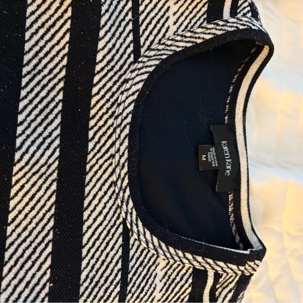 Karen Kane Navy and White Striped Sleeveless Dress